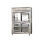 image of Continental Refrigerator D2RESNSSSGDHD 57" Two Section Reach-In Refrigerator w/ 4 Sliding Half Glass Doors, All Stainless Steel, 40 cu. ft.