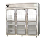 image of Continental Refrigerator D3RNSAGDHD 78" Three Section Reach-In Refrigerator w/ 6 Glass Half Doors, Stainless Steel Exterior, 72 cu. ft.