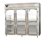 image of Continental Refrigerator D3RENSAGDHD 85" Three Section Reach-In Refrigerator w/ 6 Glass Half Doors, Stainless Steel Exterior, 75 cu. ft.