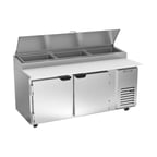 image of Beverage-Air DP72HC 72" Two Section Refrigerated Pizza Prep Table w/ 2 Doors, 22.8 cu. ft.