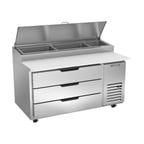 image of Beverage Air DPD60HC-3 60" One Section Refrigerated Pizza Prep Table w/ 3 Drawers, 12 cu. ft.