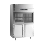 image of Victory DRS-2D-S1-HD-HC 52" Two Section Reach-In Refrigerator w/ 2 Sliding Glass & 2 Swing Solid Half Doors, Stainless Steel, 45 cu. ft.