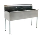 image of Eagle Group 2154-3-16/3 55" Three Compartment Sink, 18"W x 21"L Bowl Without Drainboard