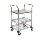 image of Eagle Group EU3-1830CS Utility Cart w/ 1 Solid Stainless Steel Shelf, 2 Chrome Wire Shelves