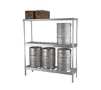 image of Eagle Group KR1842A-X 42" Aluminum Beer Keg Rack with 4 Kegs Capacity and 3 Shelves, FLYER