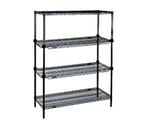 image of Eagle Group RS4-74-A1836BL Black Epoxy 4-Tier Stationary Add-A-Shelf Starter Unit - 36"W x 18"D x 74"H