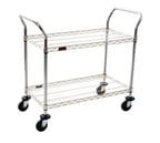 image of Eagle Group U2-2442C Chrome Open Base 2 Shelf Utility Cart w/ 2 Handle - 42" x 24"