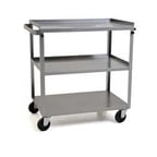image of Eagle Group UC-322 Stainless Steel 3 Shelf Utility Cart w/ 1 Handle - 19" x 31"