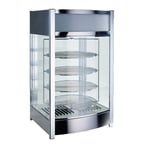image of Winco EDM-2 Countertop Hot Food Display Case w/ 4-Tier Rotating Rack, Holds 14" Dia. Pizzas