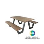 image of emu 1820RAL Sid Rectangular Outdoor Picnic Table - 70" x 72" x 30"H Overall