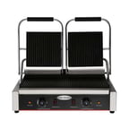image of Serv-Ware EPG-200GG Double Sandwich Panini Grill w/ 18" x 9" Grooved Plates, 120V