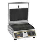 image of Equipex PANINI PREMIUM/1 16" Single Panini Press w/ Timer, Cast Iron Grooved Plates,120V