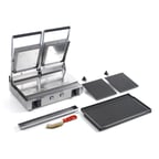 image of Eurodib PD RR PS 17" Single Commercial Panini Sandwich Grill w/ Cast Iron Smooth Plates, 110V