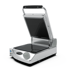 image of Eurodib SAP010R 13" Single Panini Sandwich Grill w/ Glass-Ceramic Grooved & Smooth Plates, 120V 