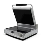 image of Eurodib SAP015PR 19" Single Panini Sandwich Grill w/ Glass-Ceramic Grooved & Smooth Plates, 240V 