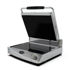 image of Eurodib SAP015R 19" Single Panini Sandwich Grill w/ Glass-Ceramic Grooved & Smooth Plates, 120V 