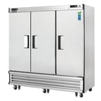 image of Everest EBRF3 74" 3 Section Reach-In Refrigerator/Freezer Combo w/ 3 Solid Doors, Bottom Mount