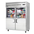 image of Everest EGSWH4 59" Two Section Reach-In Refrigerator w/ 2 Solid & 2 Glass Half Doors, Top Mount, Stainless Steel, 55 cu. ft.