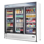 image of Everest EMSGR69 72" Three Doors Merchandiser Refrigerator, White Exterior, 71 cu. ft.