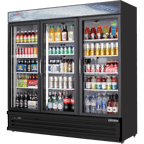 image of Everest EMSGR69B 72" Three Doors Merchandiser Refrigeratorin Black, 71 cu. ft.