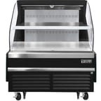 image of Everest EOMH-48-B-35-T 48" Horizontal Open Air Merchandiser in Black, 1 Shelf, Open Curved, 9.7 cu. ft.