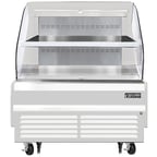 image of Everest EOMH-48-W-35-T 48" Horizontal Open Air Merchandiser in White, 1 Shelf, Open Curved, 9.7 cu. ft.