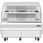image of Everest EOMH-72-W-35-T 73" Horizontal Open Air Merchandiser in White, 2 Shelves, Open Curved, 15.2 cu. ft.