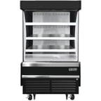 image of Everest EOMV-36-B-28-S 37" Vertical Open Air Merchandiser in Black, High Profile, 3 Shelves, 9.3 cu. ft.