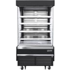 image of Everest EOMV-36-B-28-T 37" Vertical Open Air Merchandiser in Black, High Profile, 4 Shelves, 12.8 cu. ft.