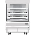 image of Everest EOMV-48-W-28-S 48" Vertical Open Air Merchandiser in White, High Profile, 3 Shelves, 12.2 cu. ft.