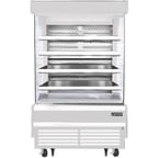 image of Everest EOMV-48-W-28-T 48" Vertical Open Air Merchandiser in White, High Profile, 4 Shelves, 16.8 cu. ft.