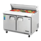 image of Everest EPBNR2 47" Two Section Refrigerated Sandwich/Salad Prep Table w/ 2 Doors, 12 Pans