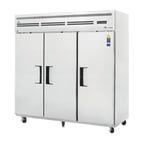 image of Everest ESF3 74" Three Section Reach-In Freezer w/ 3 Solid Doors, Top Mount, 71 cu. ft.