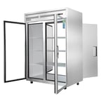 image of Everest ESPT-2G-2S Two Section Pass-Thru Refrigerator w/ 2 Solid & 2 Glass Full Doors, Top Mount, 48 cu. ft.