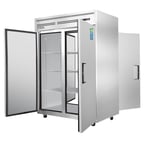 image of Everest ESPT-2S-2S Two Section Pass-Thru Refrigerator w/ 4 Solid Full Doors, Top Mount, 48 cu. ft.