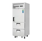 image of Everest ESR1D2 29" One Section Reach-In Refrigerator w/ 1 Solid Half Door and 2 Drawers, Top Mount, Stainless Steel, 23 cu. ft.