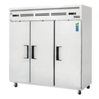 image of Everest ESRF3 74" 3-Section Reach-In Refrigerator/Freezer Combo w/ 3 Solid Doors, Top Mount