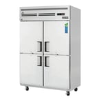image of Everest ESRH4 49" Two Section Reach-In Refrigerator w/ 4 Solid Half Doors, Top Mount, Stainless Steel, 48 cu. ft.