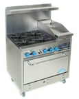 image of Comstock-Castle F330-12B 36" Gas Range w/ (4) Open Burners, 12" Raised Griddle, (1) Standard Oven, 162.000 BTU