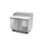 image of Fagor FPT-46 46" One Section Refrigerated Pizza Prep Table w/ 1 Door, (6) 1/3 Size Pans