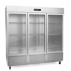 image of Fagor Refrigeration QVR-3G-N Three Section Reach-In Refrigerator w/ 3 Glass Doors, Bottom Mount, Stainless Steel, 76 cu. ft.