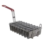 image of FMP 226-1096 Nickel-Plated Steel Taco Shell Basket w/ Front Hook, Up To 8 Shells Per Load