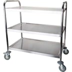 image of AllPoints 2802212 Stainless Steel 3-Shelf Utility Cart - 33.5" x 21" x 37"