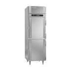 image of Victory FS-1D-S1-HD-HC 26" One Section Reach-In Freezer w/ 2 Half Solid Doors, All Stainless Steel, 21 cu. ft.