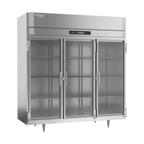 image of Victory FS-3D-S1-G-HC 77" Three Section Reach-In Freezer w/ 3 Glass Doors, All Stainless Steel, 68 cu. ft.