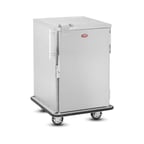image of FWE ETC-UA-7INS 7 Pan Stainless Steel 1/2 Height Bun / Food Pan Enclosed Transport Mobile w/ 4-1/2" Bottom Load Slides