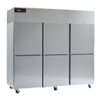 image of Delfield GBR3P-SH 83" 3-Section Reach-In Refrigerator w/ 6 Solid Half-Doors, 71 cu. ft.