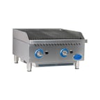 image of Globe GCB24G-CR 24" Countertop Gas Charbroiler w/ Cast Iron Radiant, (2) Burners, 80.000 BTU