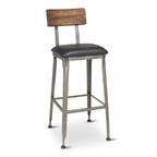 image of G & A 645-PS Hudson Barstool with Wood Back and Fully Welded Steel Frame, Walnut Wood Finish