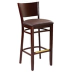image of G & A 9629 Contempo Barstool with Wood Back and Padded Back, European Beechwood Frame
